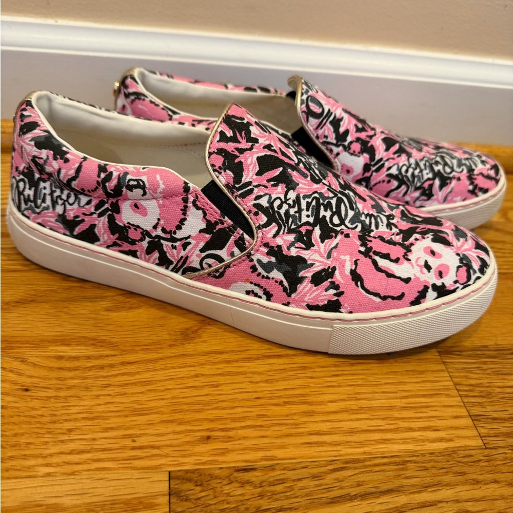 Lilly Pulitzer Pink and Black Patterned Sneakers